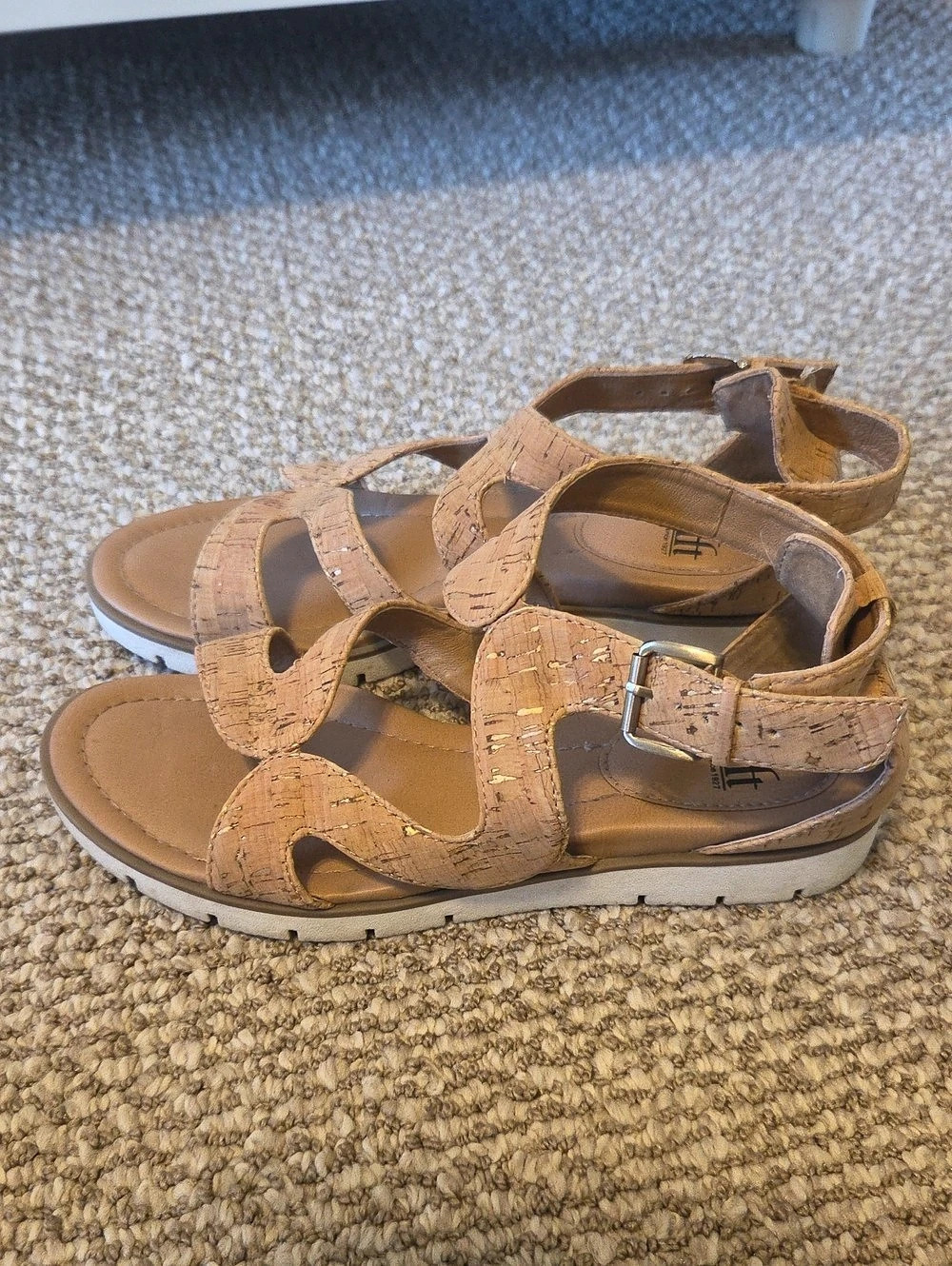 Sofft Vanessa Cork-Pattern Leather Sandals in Brown